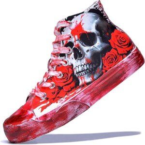 Gothic Skull Shoes Women Men Canvas Sneakers Punk Graffiti Streetwear Casual